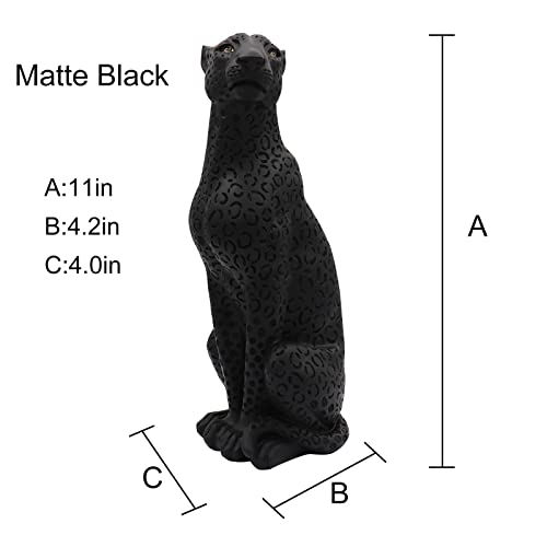 Polyroyal Cheetah Statue Black Panther Black Leopard Statue 11”H Resin Black Cheetah Sculpture Modern Animal Sculpture Figurine Desktop Table Top Ornament Decoration For Home Office Decor #TOP2