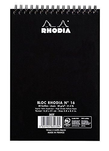 Rhodia Wirebound Pad 6X8.25 Black Dot Pack Of 2 #TOP2