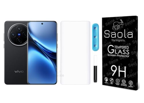 Image of Saola 1-Pack UV Curved Tempered Glass for Vivo X200 | 9H Hardness | Edge-to-Edge Full Screen Coverage | UV Light Installation | Scratch Resistant | Case Friendly Screen Protector. (6.67 Inches)