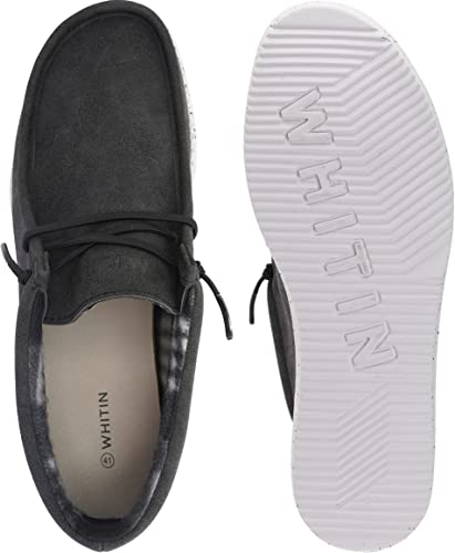 Whitin Men's Slip On Loafers Casual Suede Recycled Leather Sox Boat Shoes Deck Sneakers Size 9 Lightweight Comfort Outdoor Winter Waterproof Warm Flat Tennis Moccasin Male Black 42 #TOP5