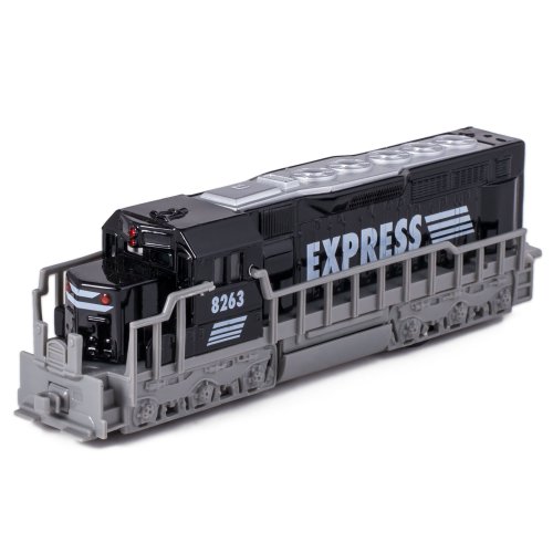 Kinsmart 7 Black Die Cast Freight Train Locomotive Toy with Pull Back Action