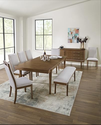 سيجنيتشر ديزان باي اشلي مقعد طعام منجد مقاس 59 انش من لينكوت، مقاس M، رمادي، بني