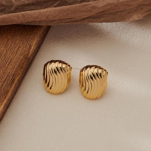 Polished Twisted Stud Earrings for Women Gold Silver Chunky Studs Earrings for Birthday Jewelry4