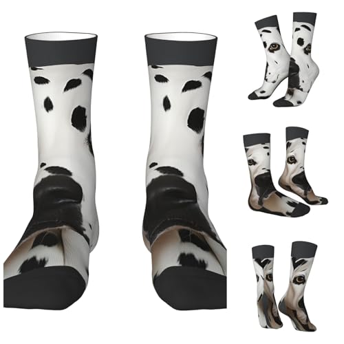 LZQPOEAS Dalmatian Athletic Socks Unisex Cushioned Crew Socks Hiking Running Calf Sock Soft Above Ankle Sock