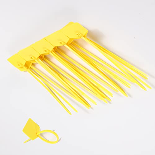 QINIYEK 200PCS Disposable Nylon Marker Cable Ties, Waterproof Shipping Tags,Self-Locking Marker Writable Cable Labels for Logistics,Home and Office Use(Yellow, 4.72 inch)