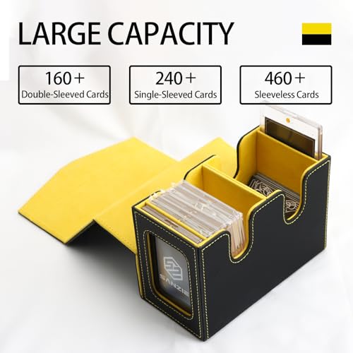 Image of SANZIE Card Deck Box for MTG Commander Deck Box with 2 Toploaders 35PT fits 240+ Single Sleeved Trading Cards PTCG TCG Deck Box for Trading Cards (Black)