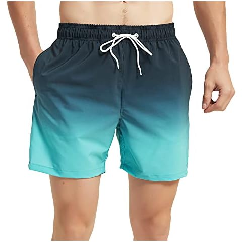 MADHERO Mens Swim Trunks Short Bathing Suit with Mesh Lining Swimming Shorts Black Blue XL Cover