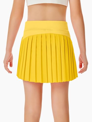 Image of Haloumoning Girls Pleated Skirts with Shorts Athletic Tennis Skorts Sport Performance Skirt with Pockets 4-14 Years
