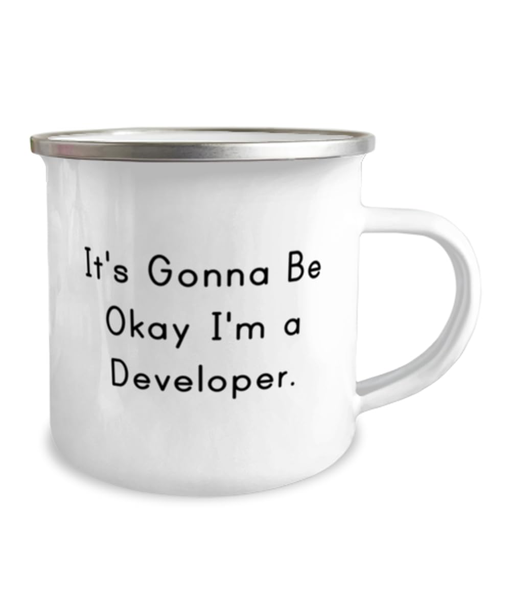 Sarcasm Developer Gifts, It's Gonna Be Okay I'm a Developer, Perfect 12oz Camper Mug For Friends From Boss, Software developer gift ideas, Programmer gift ideas, Coding gift ideas, Computer science