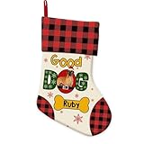 GABSHAIM Custom Good Dog Christmas Stockings Linen Great Dane Dog Bone Pattern Hanging Stockings for Pet Lovers Xmas Fireplace BedHead Decor 14.4 Inch 1 Pack Style 2