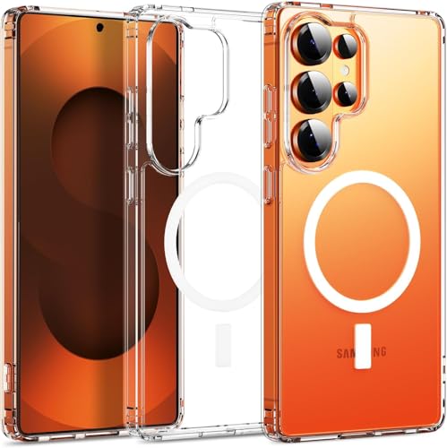 Image of Magnetic Case for Samsung Galaxy S26 Ultra 5G Compatible with MagSafe, Shockproof Phone Bumper Cover, Anti-Scratch Clear Back (Clear)