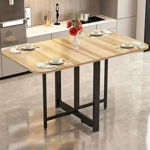 Mesa de comedor plegable móvil ultrafina con hoja extensible y soporte anticaídas, mesa extensible multifunción para trabajo, estudio y comedor, marco de metal (color)