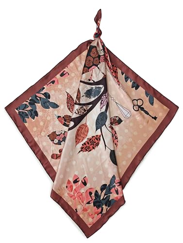 Image of Satin Silk Small Square Scarf for Women, Printed Soft and Comfy Neck Head Tie Scarf Bandana