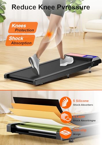 Image of Walking Treadmill Pad with Adjustable 8% Incline and Handle Bar for Home | Portable Under Desk Walking Treadmill Pad with 2.5 HP Motor, LED Display & APP, 265 lbs Weight Capacity for Office