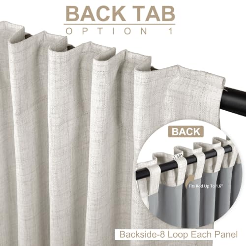 Image of Linen Textured Total Blackout Curtains for Bedroom 72 Inches Long, Beige | 100% Blackout Shield, Back Tab /Rod Pocket Living Room Drapes, Thermal Insulated Blackout Curtains 2 Panels Set, 42 inchW x 72 inchL
