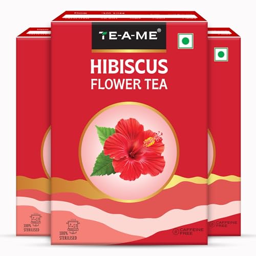 Image of TE-A-ME - Hibiscus Tea - 150 gm (150+ Cups) | Supports - SKIN GLOW ENHANCING | Flower Based - Herbal | Caffeine Free - Tangy Flavor | Hibiscus Tea Leaves | 50g - Pack of 3