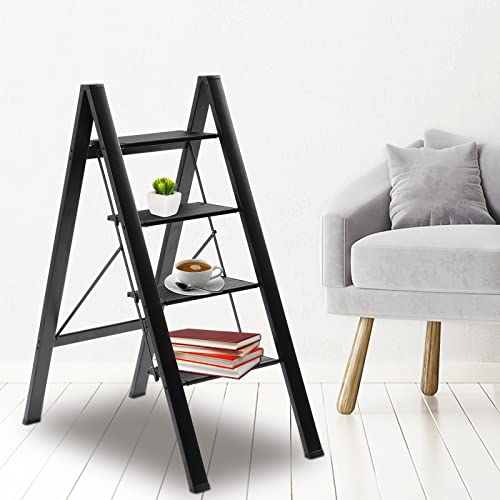 Escalera de 4 escalones ligera de aluminio con pedal antideslizante de alta resistencia 3
