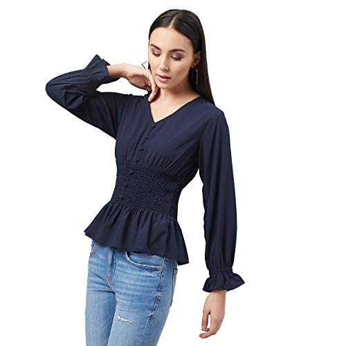 Image of Carlton London Women's Solid Regular Fit Blouse