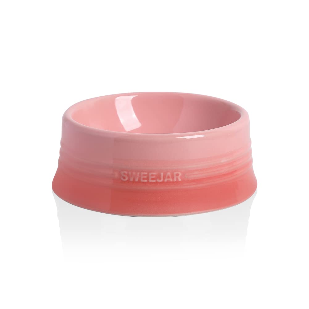 Sweejar Gradient Dog Bowl, Ceramic Dog Food Dish for Medium Dogs and Cat, Porcelain Pet Bowl for Food and Water 18 oz (Gradient Pink)