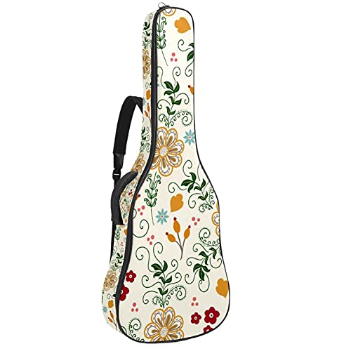 Housse guitare basse et acoustique imperméable à fermeture éclair motif fleur