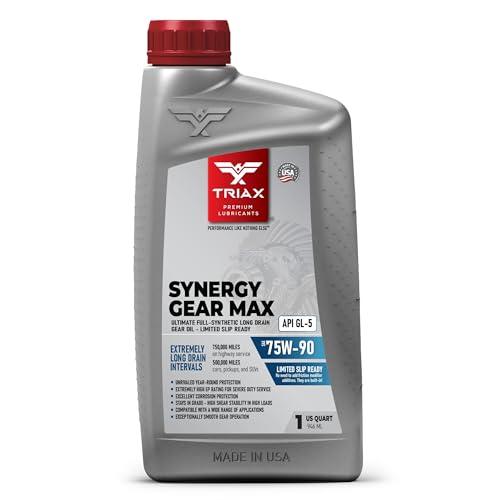 Triax Synergy Gear Max 75W-90 GL-5 Limited Slip, Ultra Long Drain 500k Miles, Manual Transmission, Gear/Differential Lubricant (1 Quart)