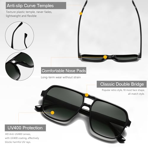 Long Keeper Retro Square Sunglasses for Women Men Trendy Oversized Square Aviation Sun Glasses 70s Vintage Pilot Shades UV4004