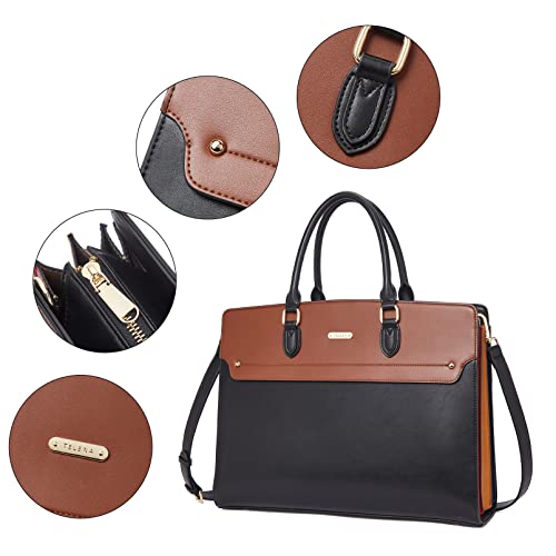 Image of Telena Laptop Tote Bag for Women, 15.6 Inch Shoulder Tote Bag Leather Briefcase for Women, Large Capacity Handbag Bags | 15.6 Inch