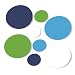 Set of 60 Circles Polka Dots Vinyl Wall Graphic Decals Stickers (Lime Green / White / Navy Blue / Ice Blue)