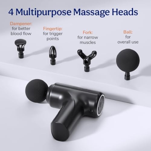 Image of Massage Gun For Pain Relief Deep Tissue - Portable Handheld Body Massager for Muscle Recovery & Pain Relief - 6 Speed Levels, 4 Specialized Heads for Back, Legs & Athletes 1 Month Warranty MULTICOLOUR
