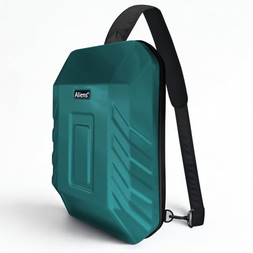 Image of Tukzer ABS Hard Shell Sling Bag Aliens Series 180Open Crossbody Side Shoulder Bag for Mens, Women, Office,Travel,Everyday Mini Backpack for iPad,Tablet,Smartphone,Charger,Headphone,HDD,Camera(02-TBL)