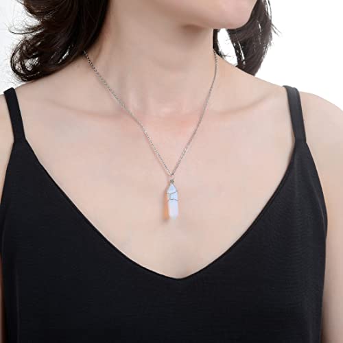 Lab Created Opal Gemstone Pendant Necklace Healing Crystal Reiki Chakra Gem Stones 18 Inch (1Pc) Women Girls Men Gifts Ggp-E11 #TOP1