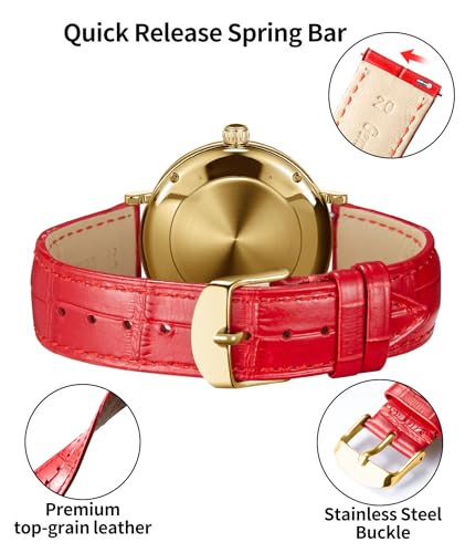 Image of BINLUN Leather Watch Band Genuine Calfskin Replacement Watch Strap Quick Release Crocodile Pattern 10 Colors 13 Sizes for Men Women(10mm,12mm,14mm,16mm,17mm,18mm,19mm,20mm,21mm,22mm,23mm,24mm)
