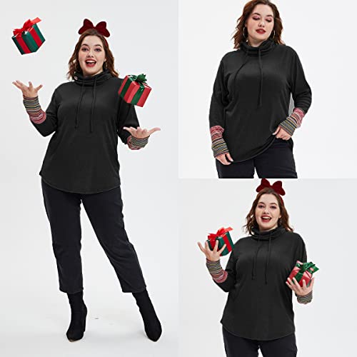 Image of CARCOS Womens Plus Size Tops Mock Neck Long Sleeve Shirts Turtleneck Tunics for Fall Winter XL-5XL