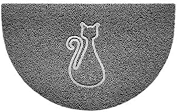 Nicoman Embossed Halfmoon Half Circle Door Mat Dirt-Trapper Jet-Washable Doormat 70x44cm (Grey, HEART Shape) - Use Indoor or Sheltered Outdoor