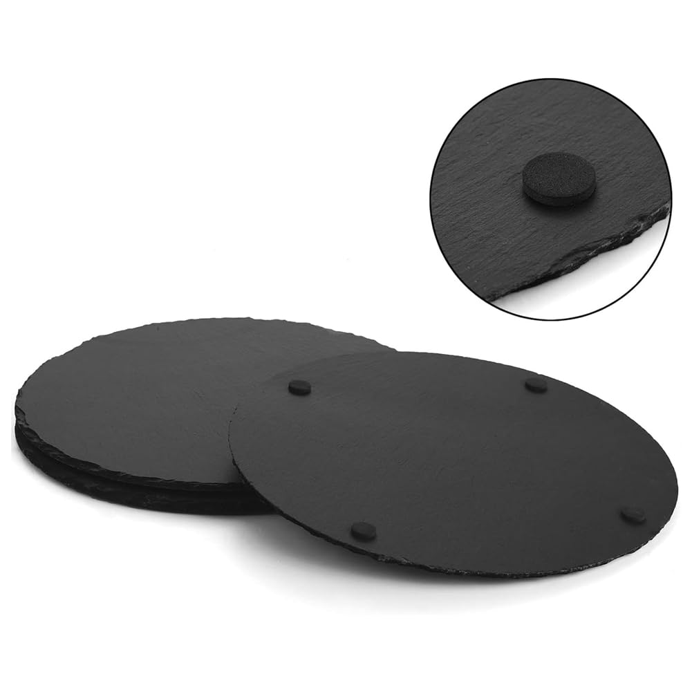 Juego De 3 Platos De Pizarra Redondos De 30 Cm | Con 3 Tizas De Esteatita | Ideal Para Sushi, Fiestas Y Decoración