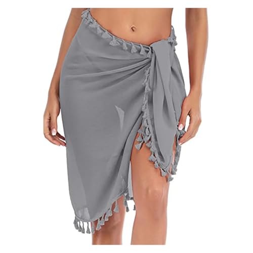 Foulard avec pompon haut de gamme et paréo de plage gris