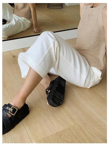 Image of SweatyRocks Women's Hollow Out Sleeveless Knit Top Crewneck Split Sweater Vest Khaki X-Large