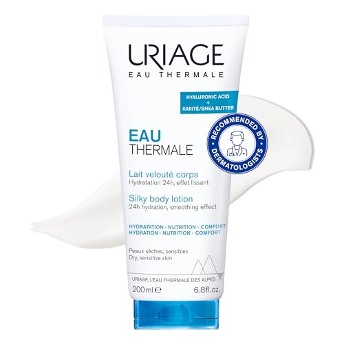 Uriage Eau Thermale Silky Moisturizing Body Lotion 200ml - With Shea Butter & Hyaluronic Acid - Intense 24h Hydration - Light Non - Greasy Texture & Lovely Floral Scent - Paraben-Free