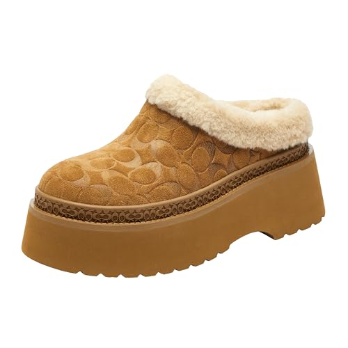 COACH Cecelia Signature Shearling Clog Cocoa/Black 10 B - image 1