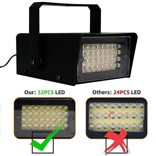 Enuoli Mini Strobe Light-32 Super Bright Led Light Bulbs For Halloween,Variable Flash Speed Control Flashing Lights For Christmas,Clubs,Stage Light Effect,Disco,Bars,Party Lights(White Color) #TOP3