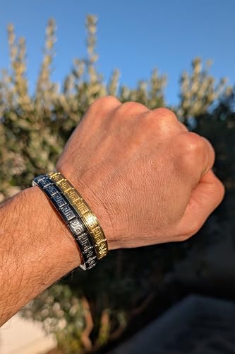 Dolceoro Italian Starter Charm Bracelet, Design of Meander The Greek Fret or Greek Key Combined with a Swastika in Endless Sayagata Repeats, Select A Size4