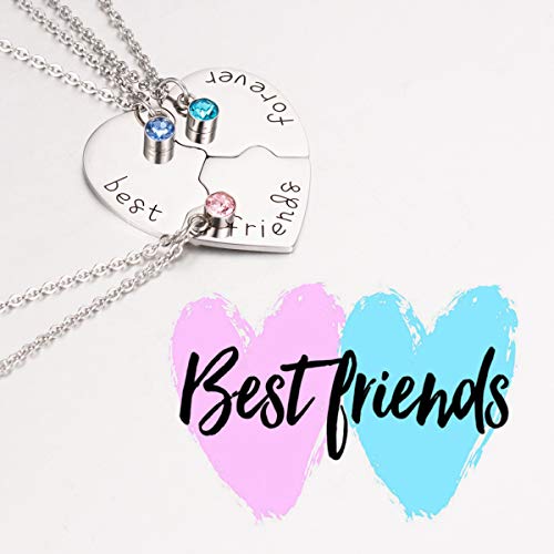Best Friend Forever 3 Pieces Rhinestone Bff Necklace For 3 Stainless Steel Heart Friendship Pendant Necklace Puzzle Stitching Necklace #TOP6