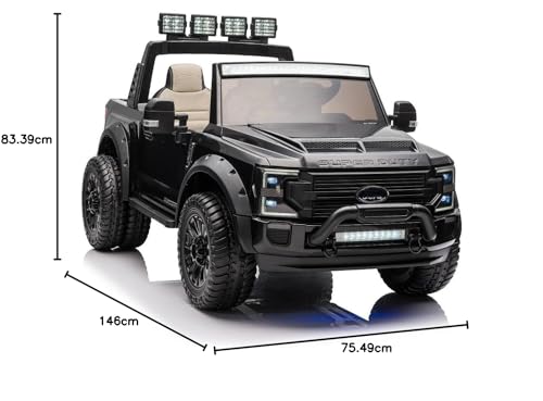 Elektro Kinderauto Ford Super Duty - lizenziert - 12V10AH Akku und 4 Motoren- 2,4Ghz + MP3 + Leder + Eva (Schwarz)