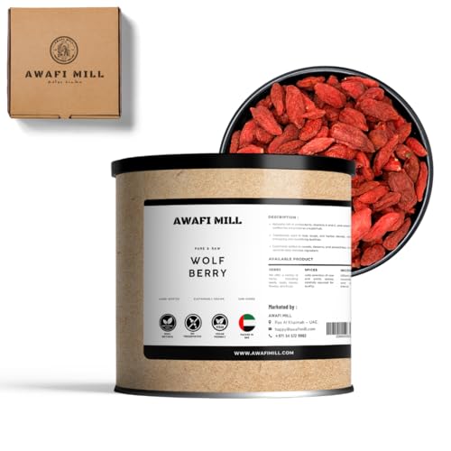 AWAFI MILL Dried Wolfberry (Goji Berries) | Lycium barbarum Whole Berries for Tea Soups Congee Baking & Snacking | Naturally Sweet Chewy Texture - 100 g | 3.5 Oz