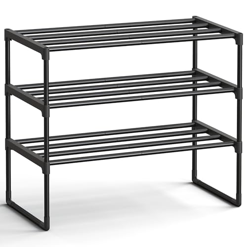 Image of SONGMICS Shoe Rack, 3-Tier Shoe Organizer, Metal Storage Shelf