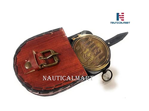 Brújula Náutica Vintage con Grabado Poema y Funda de Cuero miniatura 4