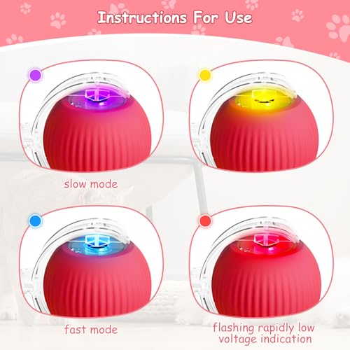 Katzenspielzeug Elektrisch Katzenball mit LED Licht, Interaktives Katzenspielzeug Katzenball, 360-Grad-Ball Automatischer Modellierung Katzenball mit Seil, USB Wiederaufladbarer für Katzen – Bild 4