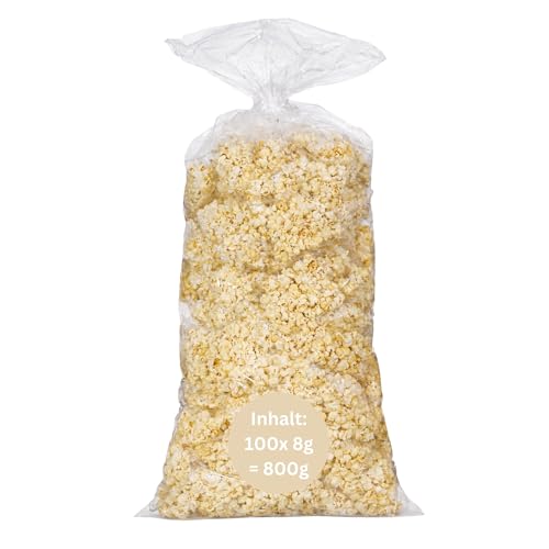 Wurfmaterial Karneval Fasching – 100 einzeln verpackte Popcorn Tütchen im großen Sack – Süßes Popcorn Snackportionen – Ideal für Kindergeburtstag, Kinoabend, Events & Wiederverkauf & HLKauf-Block