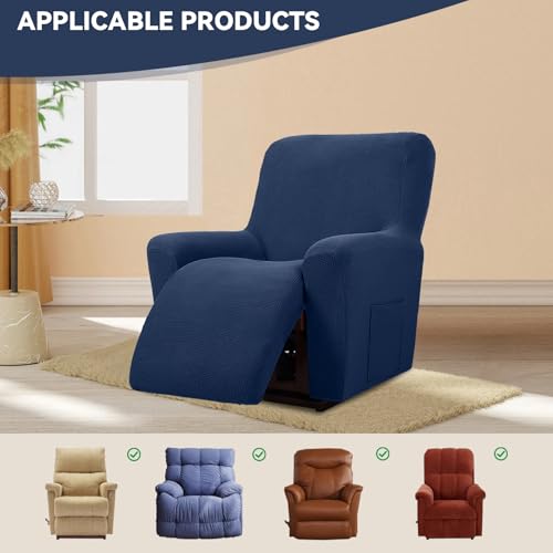 Cupuamon Recliner Chair Covers,Lazy Boy Recliner Covers Stretch Reclining Covers 1 Piece Furniture Protector with Elastic Bottom for Dog,Kids-Navy - Image 6