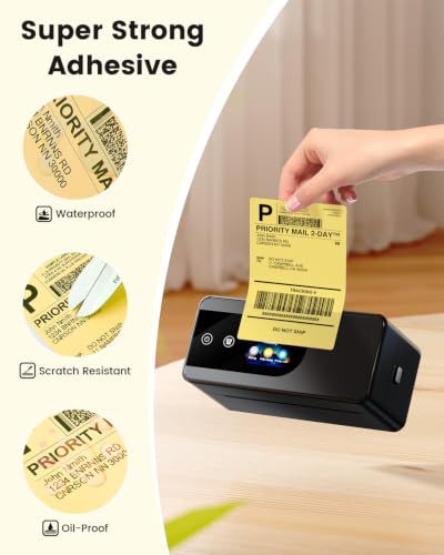 Image of Phomemo 4x6 Yellow Thermal Label, Shipping Labels Pack of 250 4x6 Roll Labels, Compatible with Phomemo, Zebra, Rollo, Jadens and Other Thermal Printers